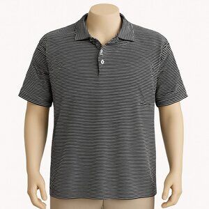 Turtleson Men's Carter Stripe Polo/Golf Shirt Black & White Size Medium